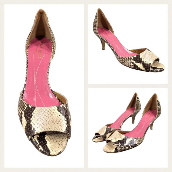Kate Spade Snakeskin Kitten Heel $229 EUC Size 6B  S2797 - Picture 1 of 12